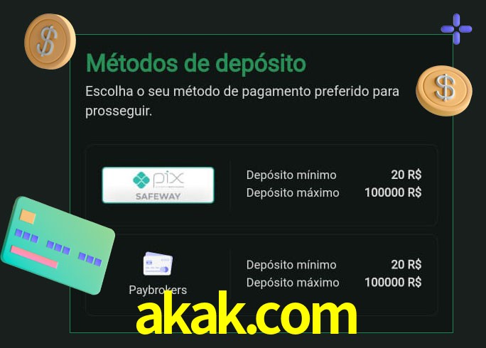 O cassino akak.com oferece uma grande variedade de métodos de pagamento